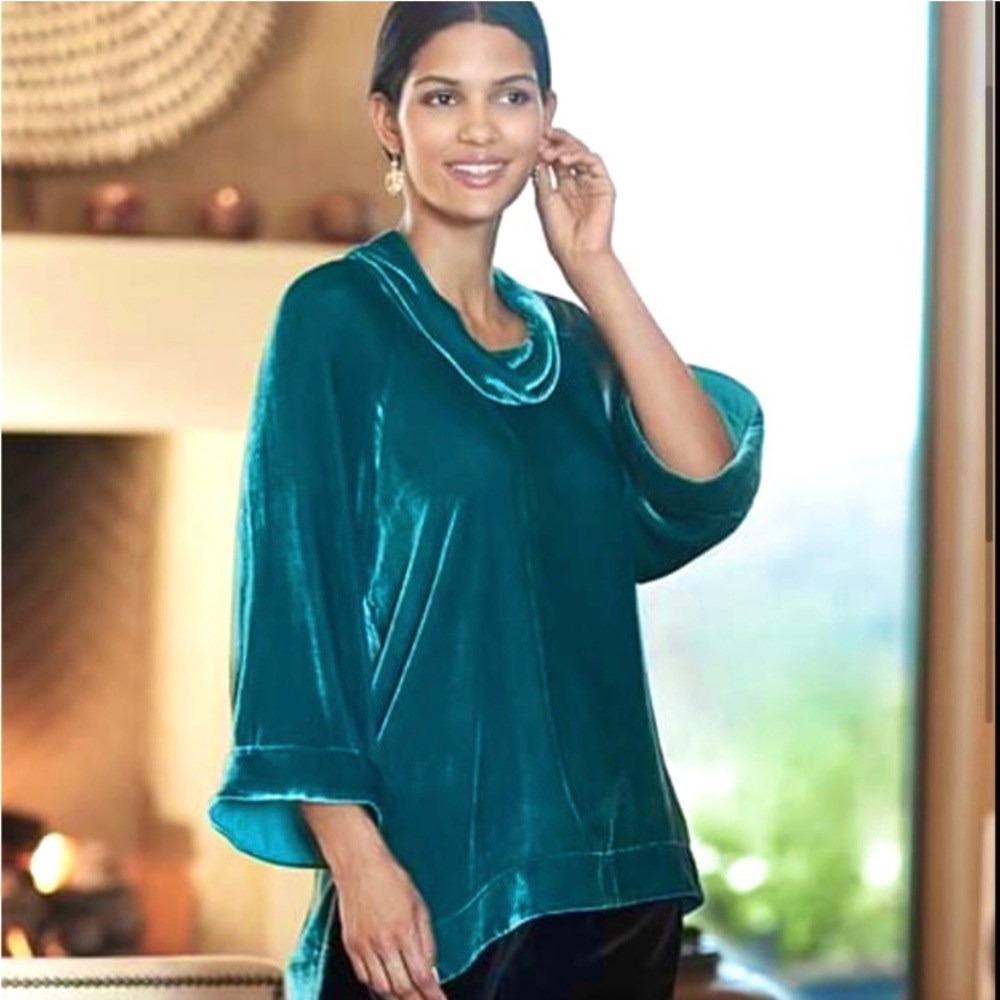 NWT Tommy Bahama Velvet Sands 3/4-Sleeve Cowl Neck Sweater Sea Deep Teal- Small